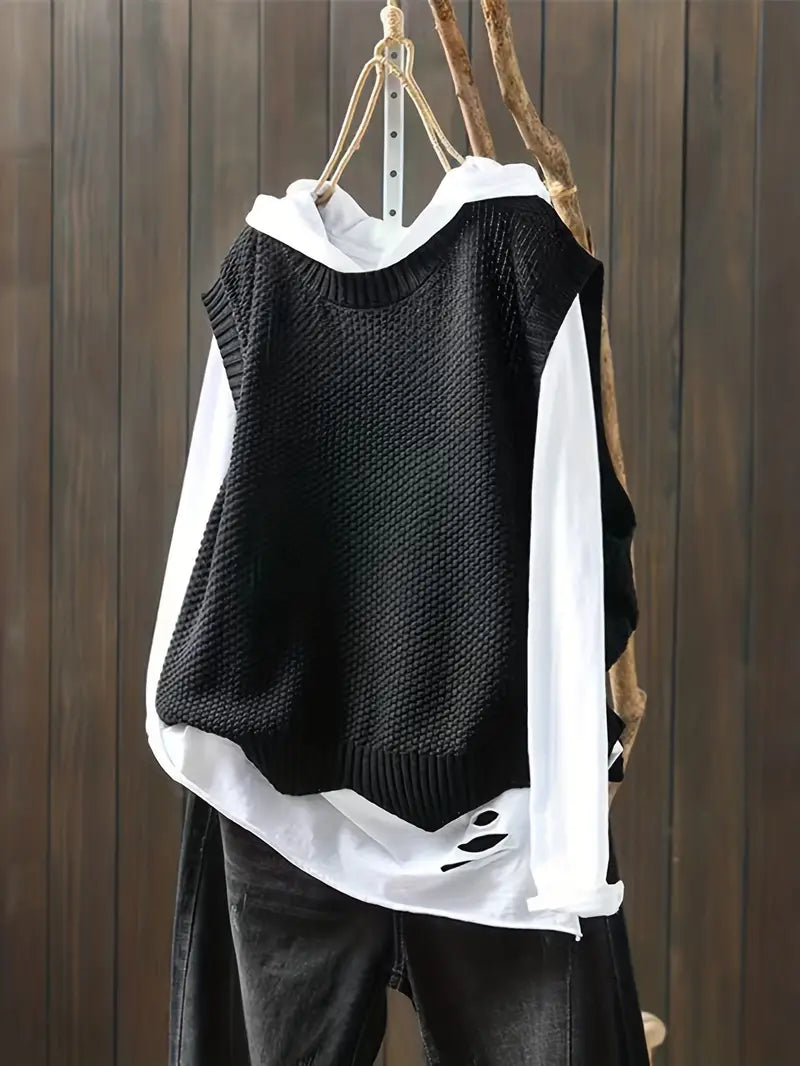 Marie - Pull ras du cou sans manches pour femme