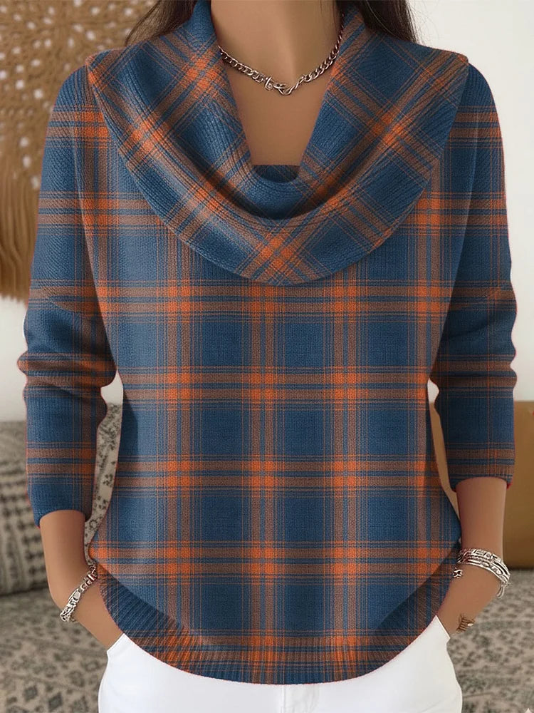 Hélène | Pull Chic Carreaux Col Rond