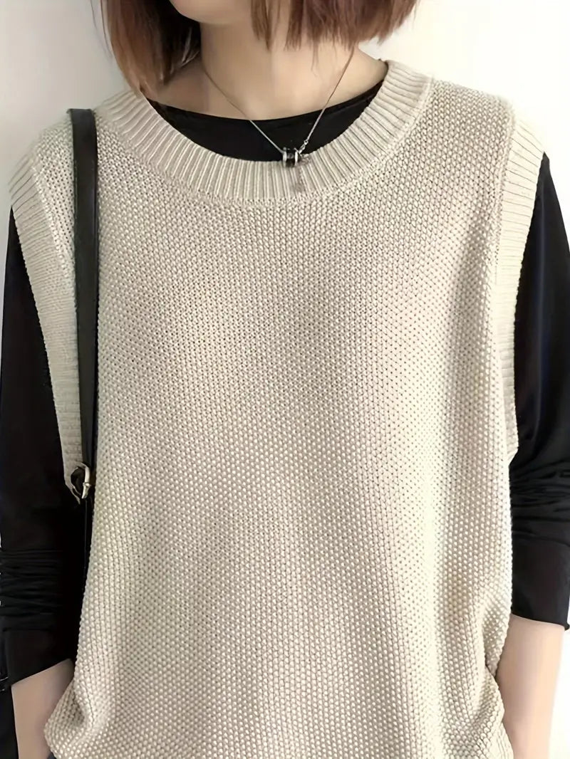 Marie - Pull ras du cou sans manches pour femme