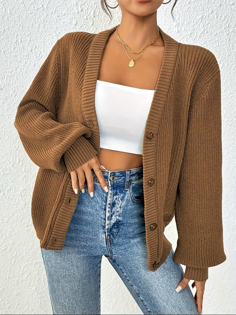 Camille - Cardigan Élégant Oversize Boutonné