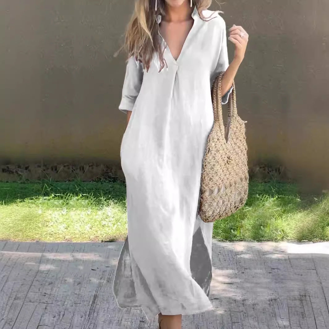 Robe Longue Femme en Lin Élégante - Delphine
