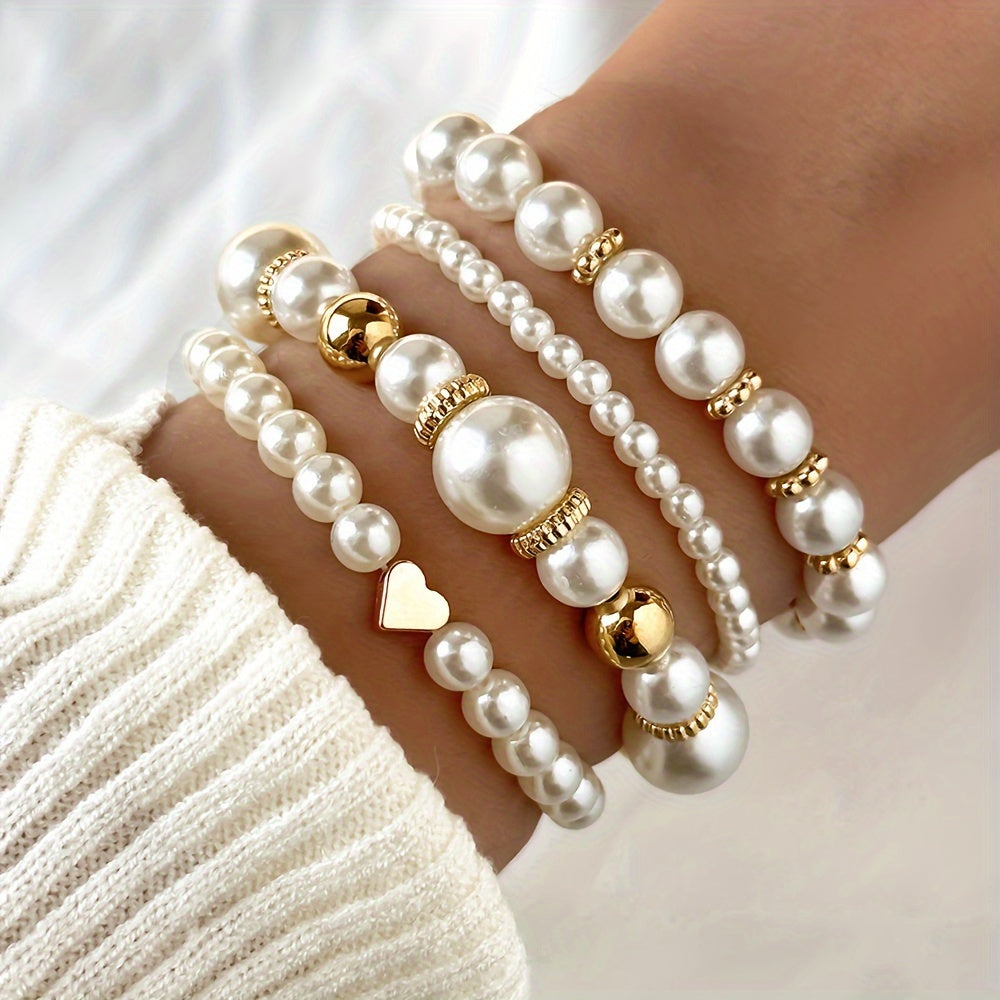 Inga - Set De 4 Bracelets Avec Perles Artificielles
