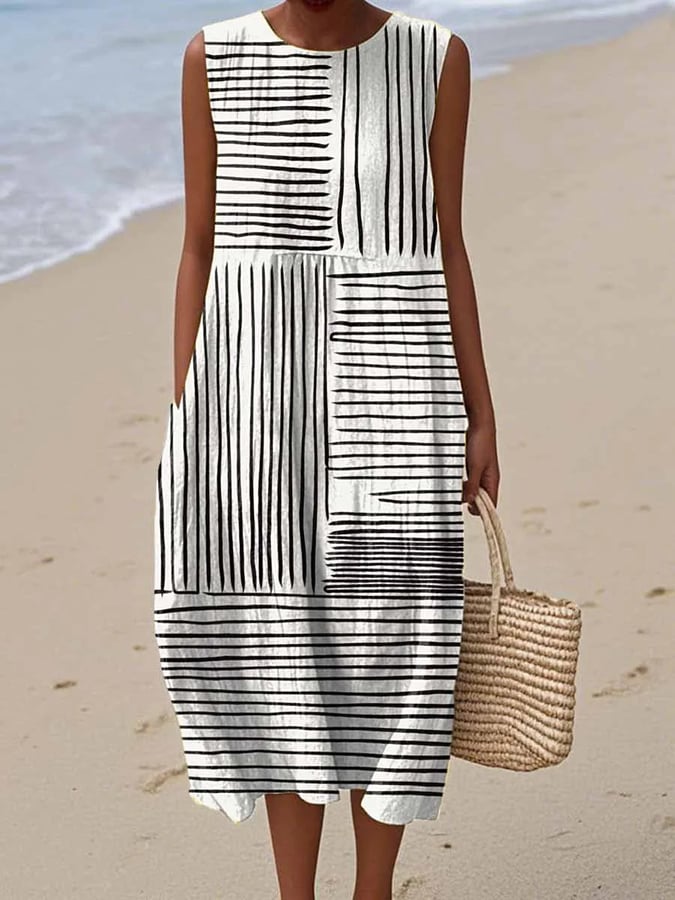 Robe Femme En Coton Et Lin Imprimée - Zara
