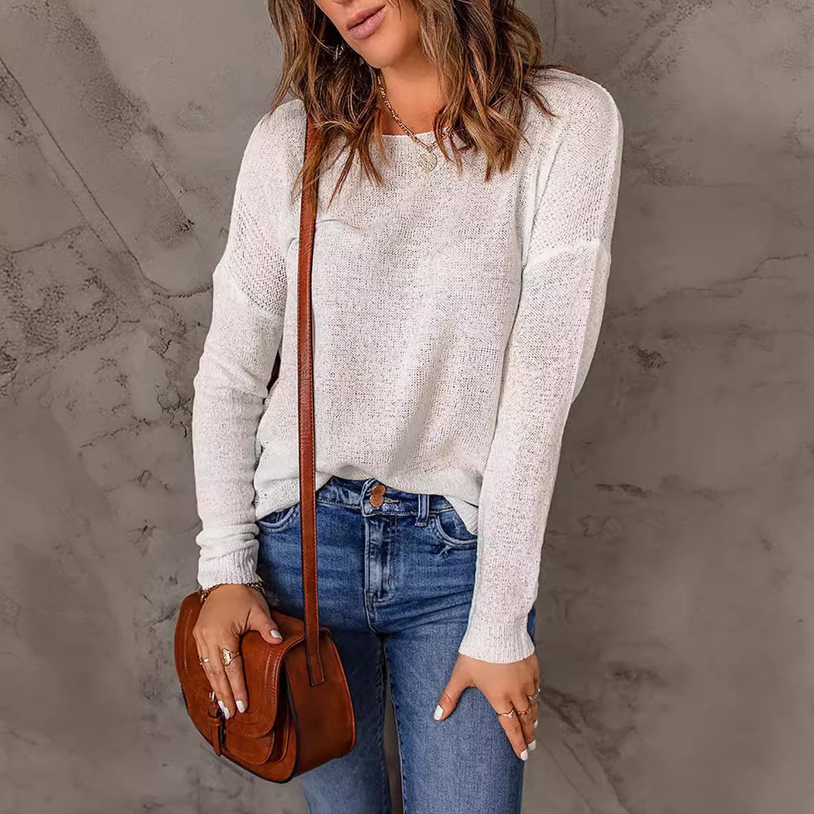 London - Pull-over décontracté à col rond pour femme