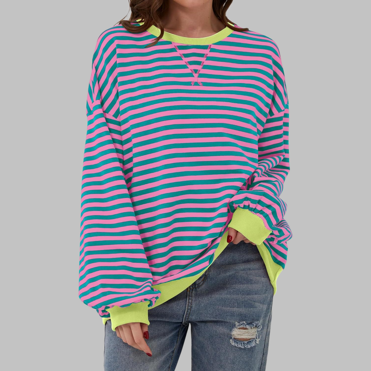 Priya - Pull Chic Rayé Col Rond