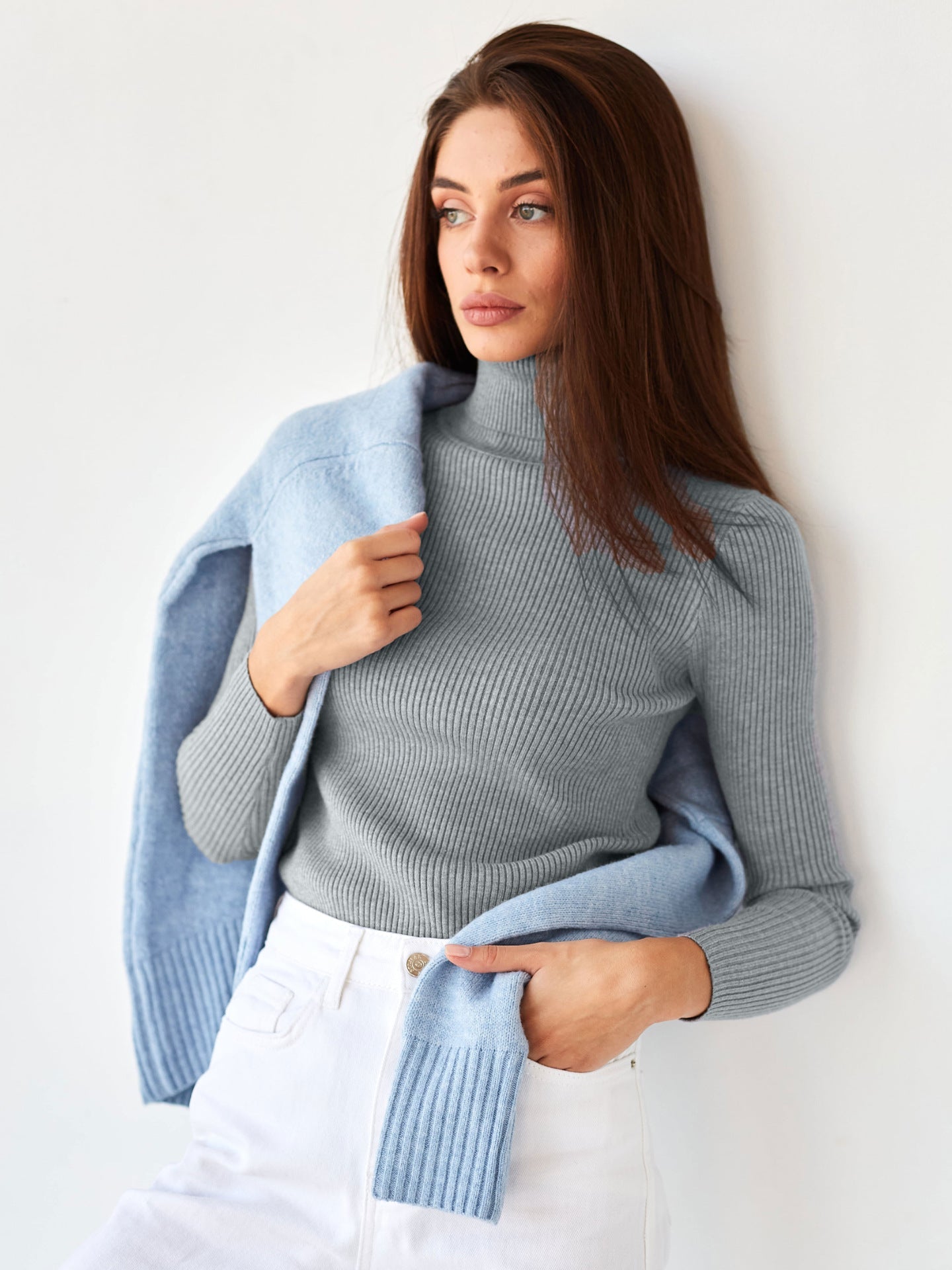 London - Pull col roulé classique pour femme