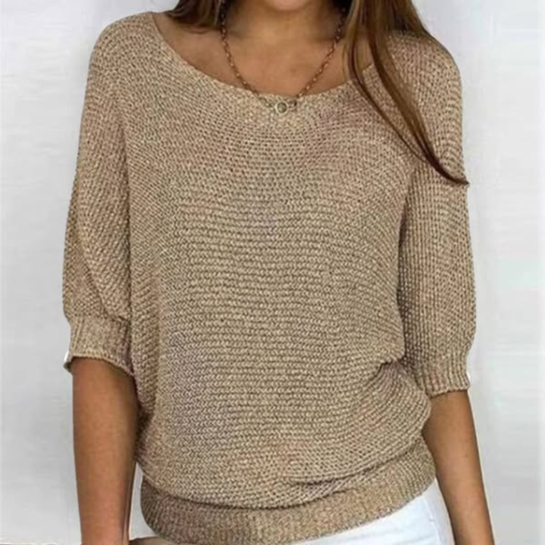 Émilie | Pull Élégant Maille Fine Col Bateau