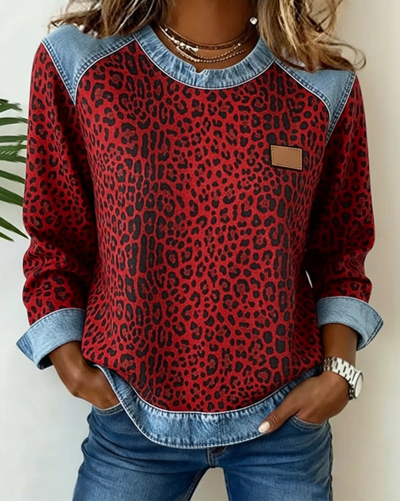 Sylvie - Pull Chic Léopard Patchwork