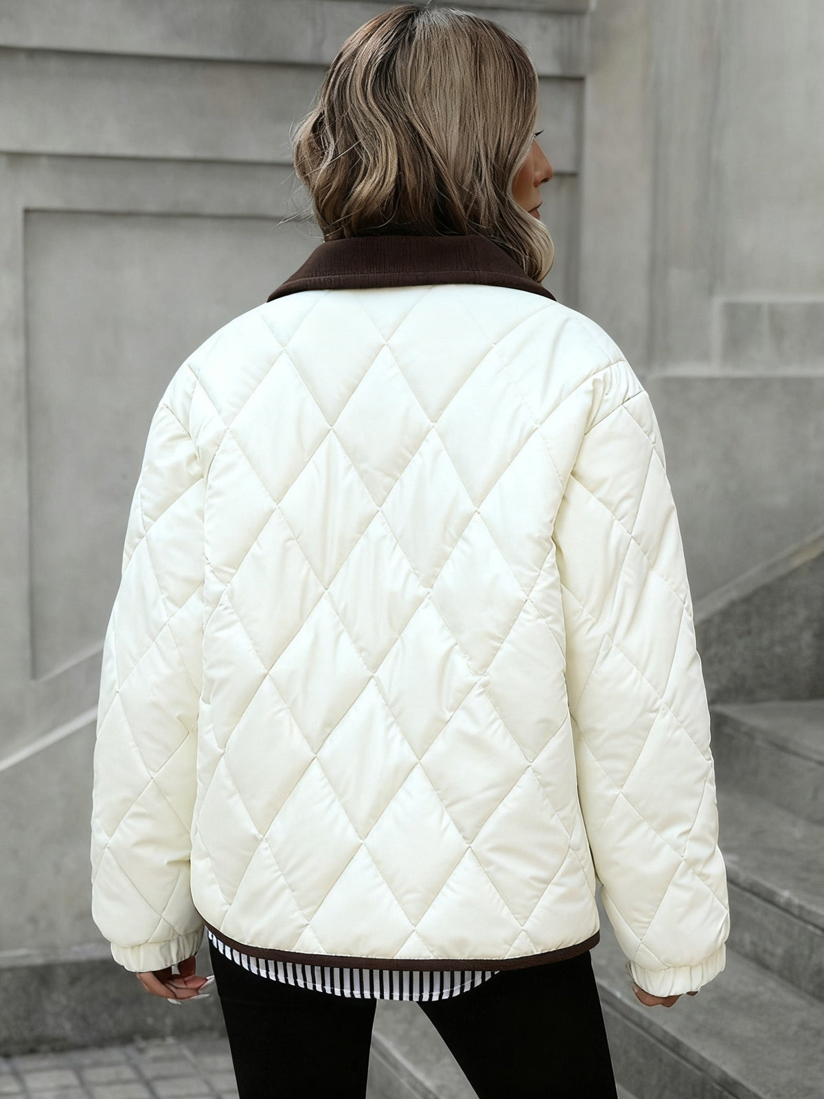 Camille - Doudoune Chic Matelassée Col Contrasté
