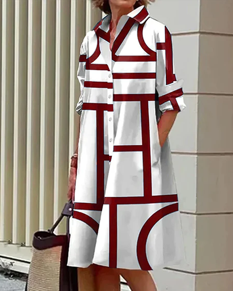 Estelle - Robe Imprimée Géométrique - Coupe Fluide - Femme