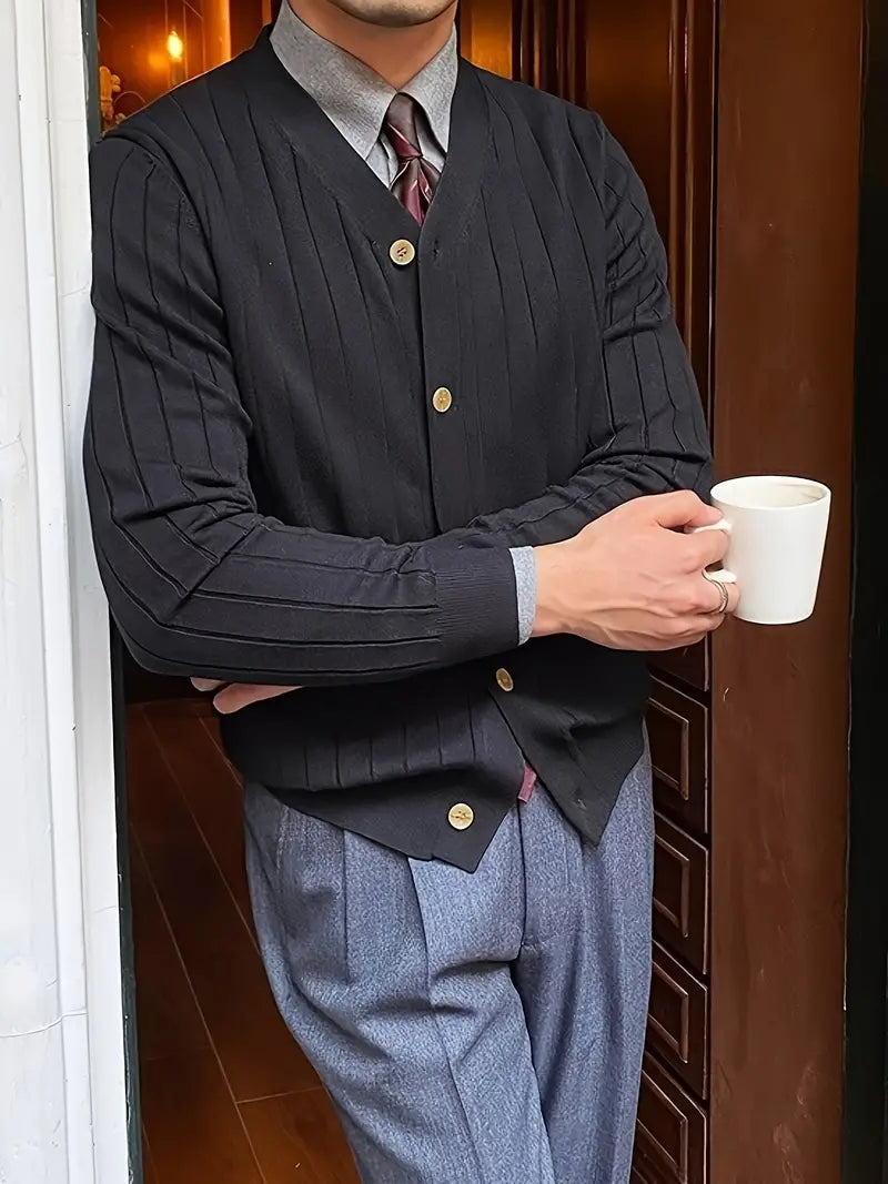 Victor – Cardigan En Maille Pour Hommes, Parfait Pour Les Occasions Formelles