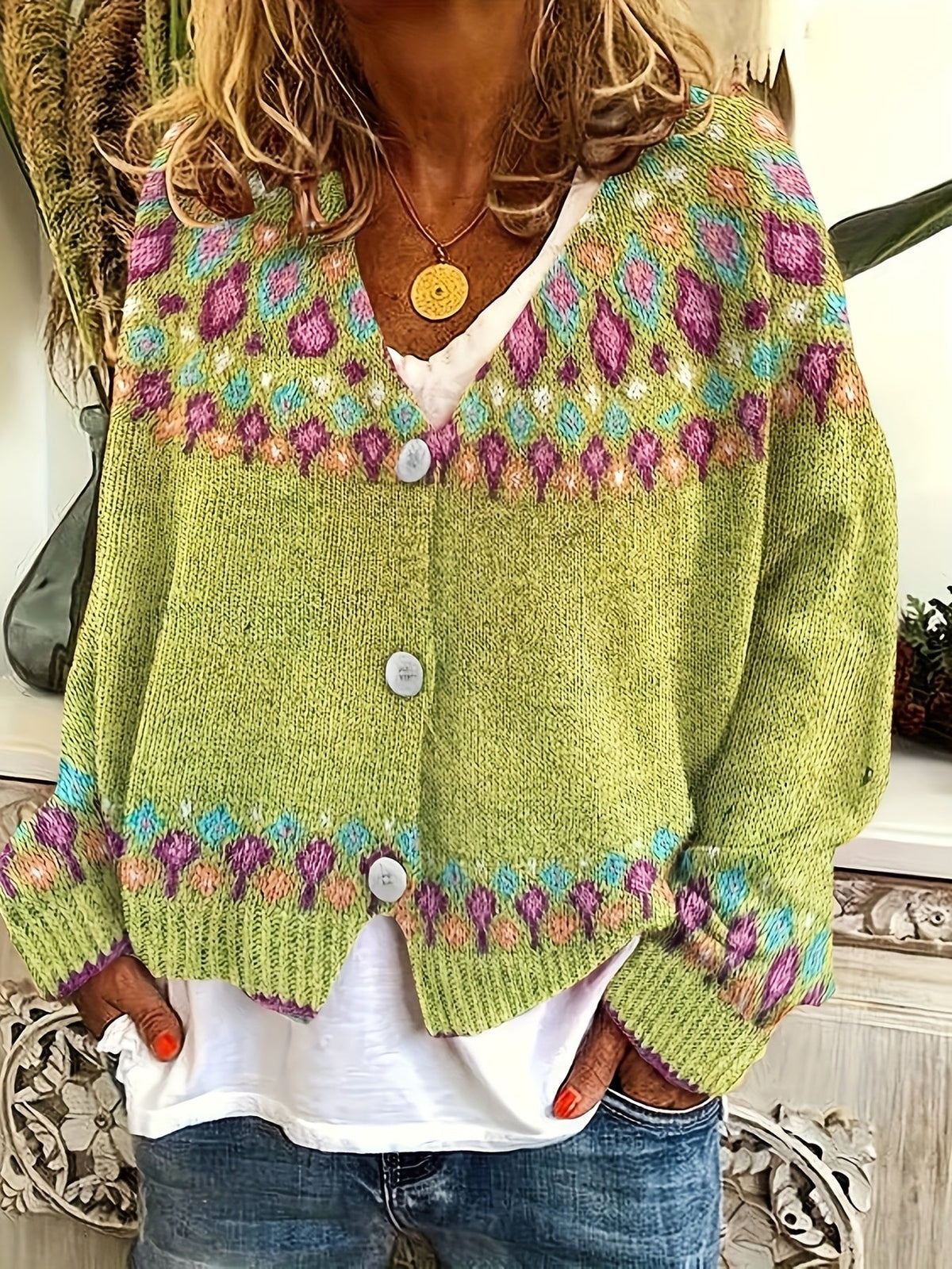 Élodie - Cardigan Féminin Bohème Col V