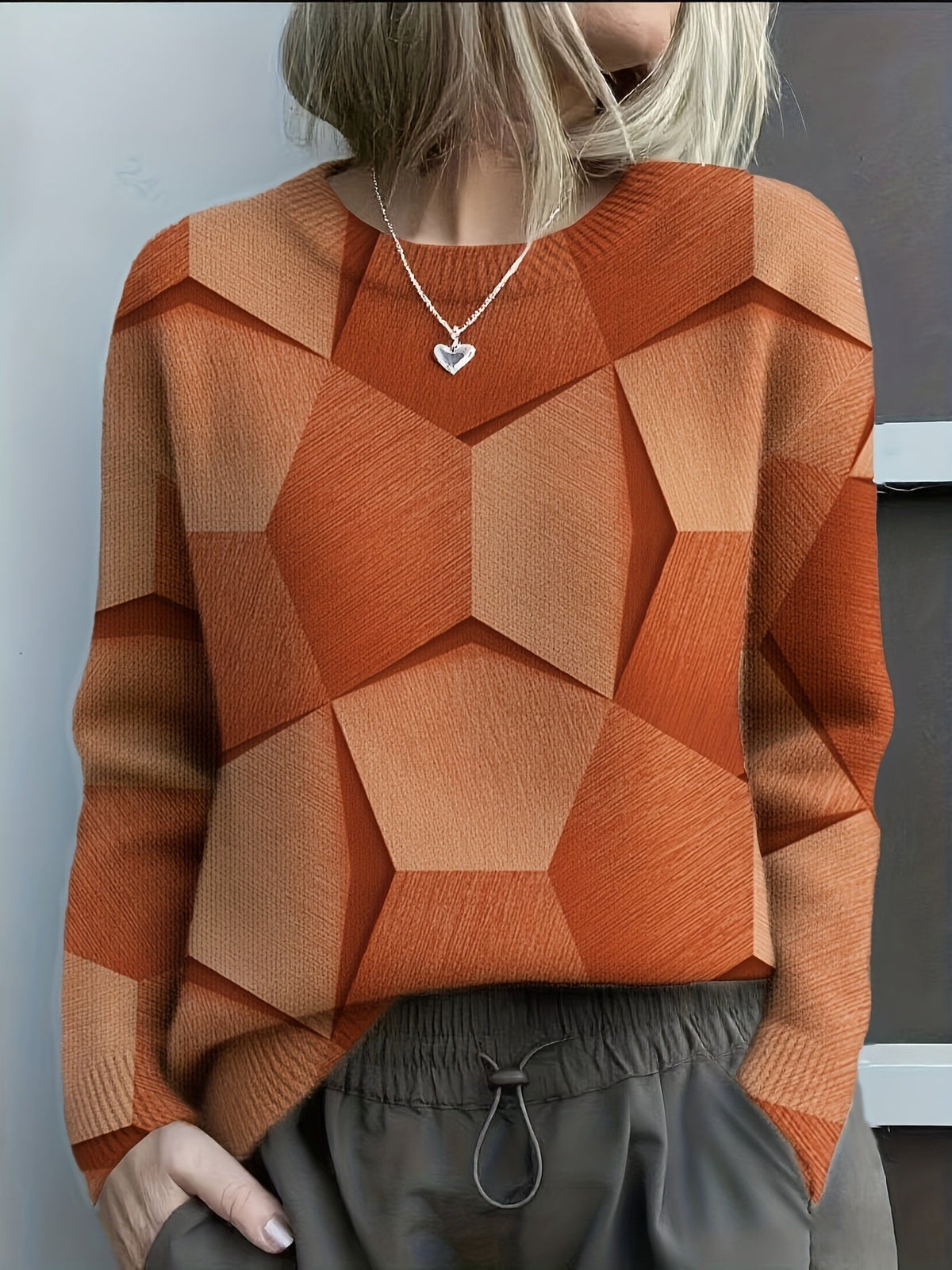 Sylvie - Pull Chic Imprimé Géométrique