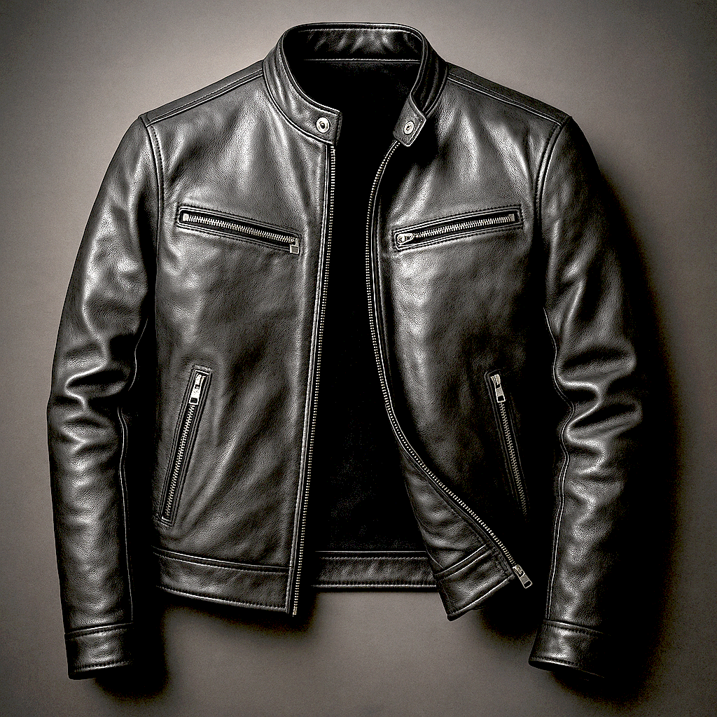 Vincent - Veste Élégante Cuir Col Montant
