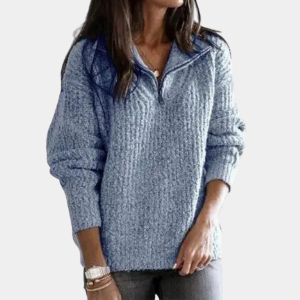 Amaris - Pull chic et confortable à demi-zip femme