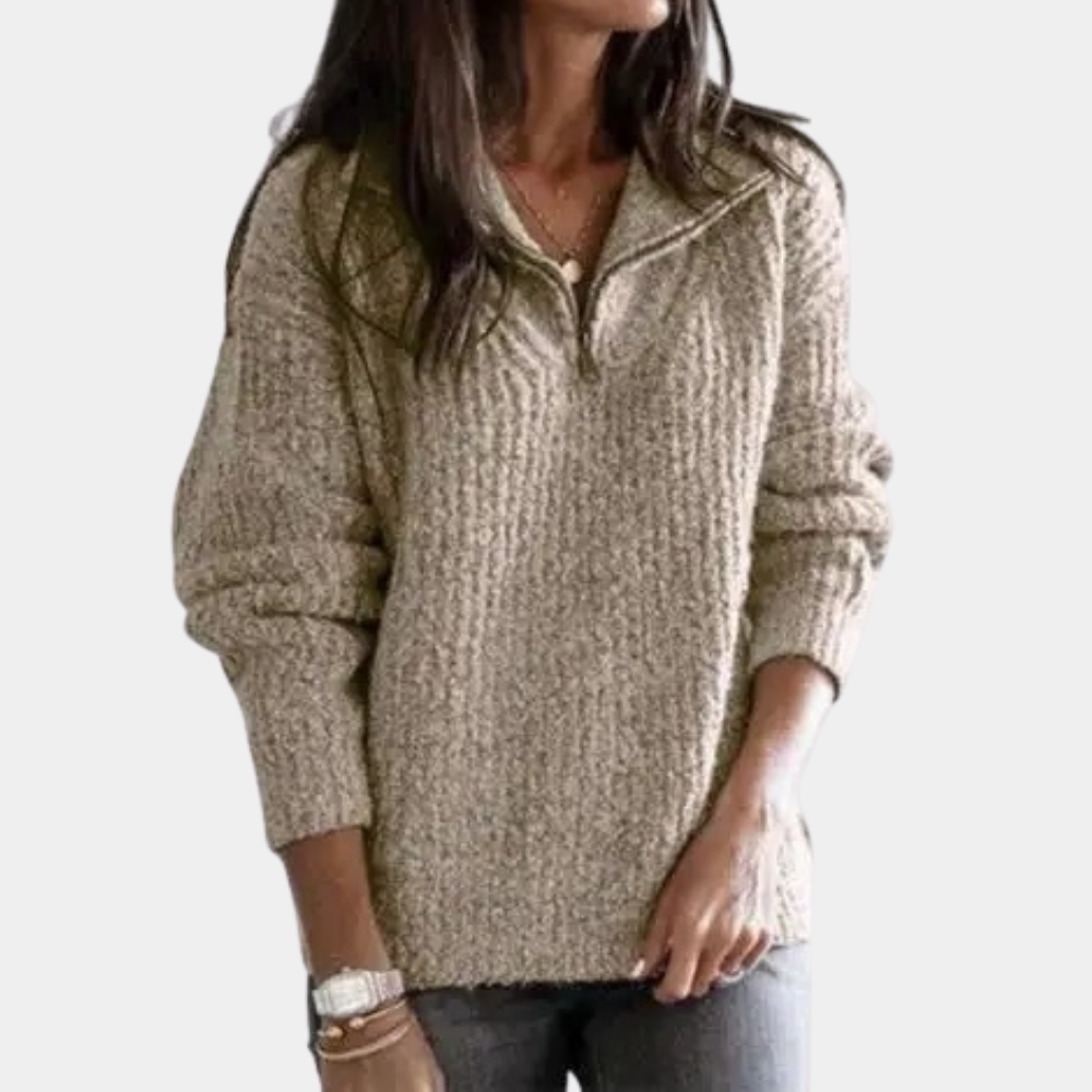Amaris - Pull chic et confortable à demi-zip femme