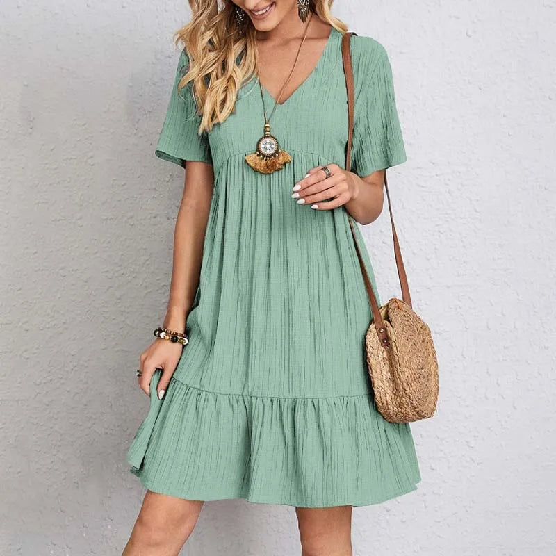 Robe Courte Femme à Volants Bohème - Céline