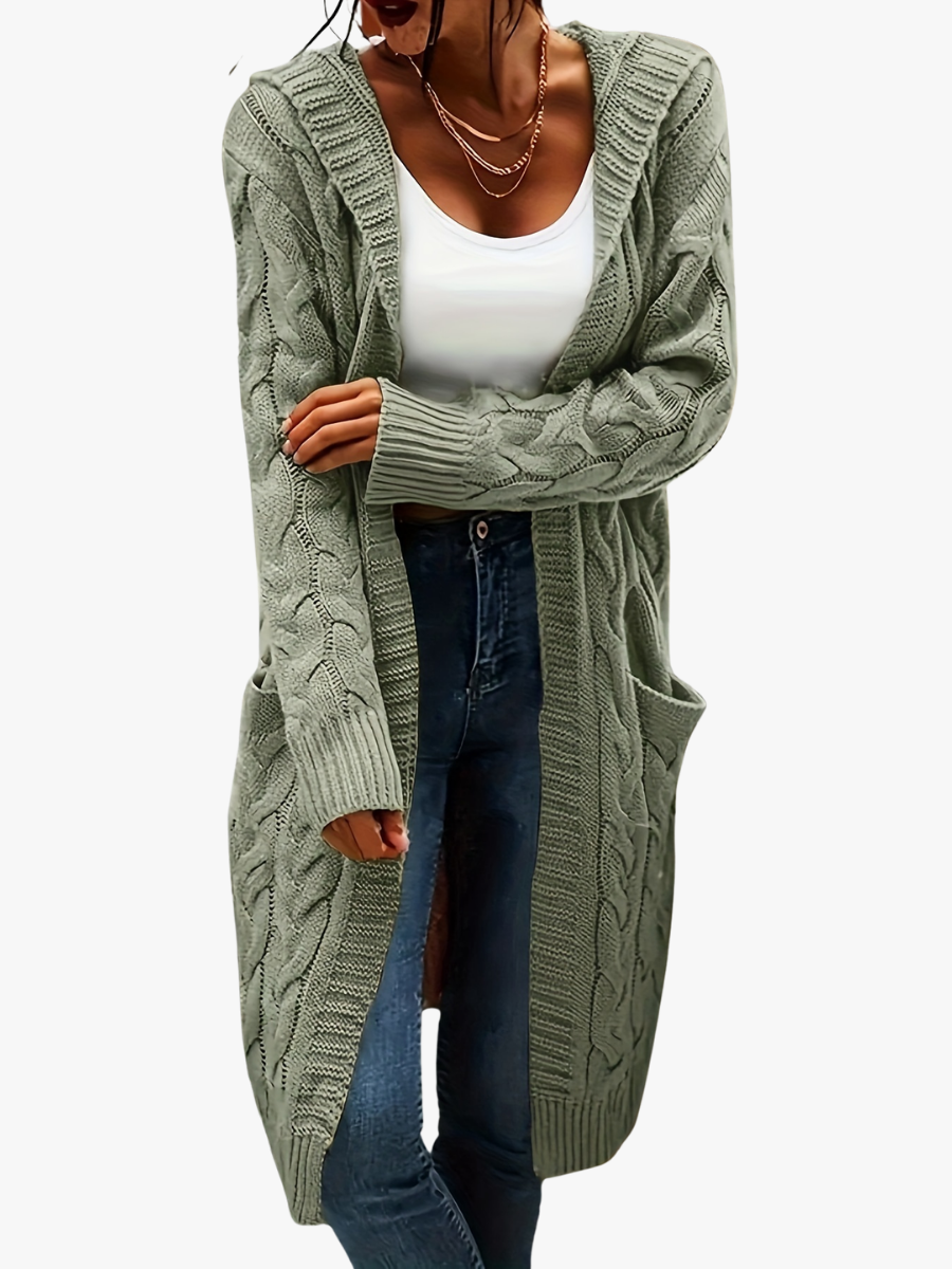 Aurélie - Cardigan Élégant Maxi Torsadé