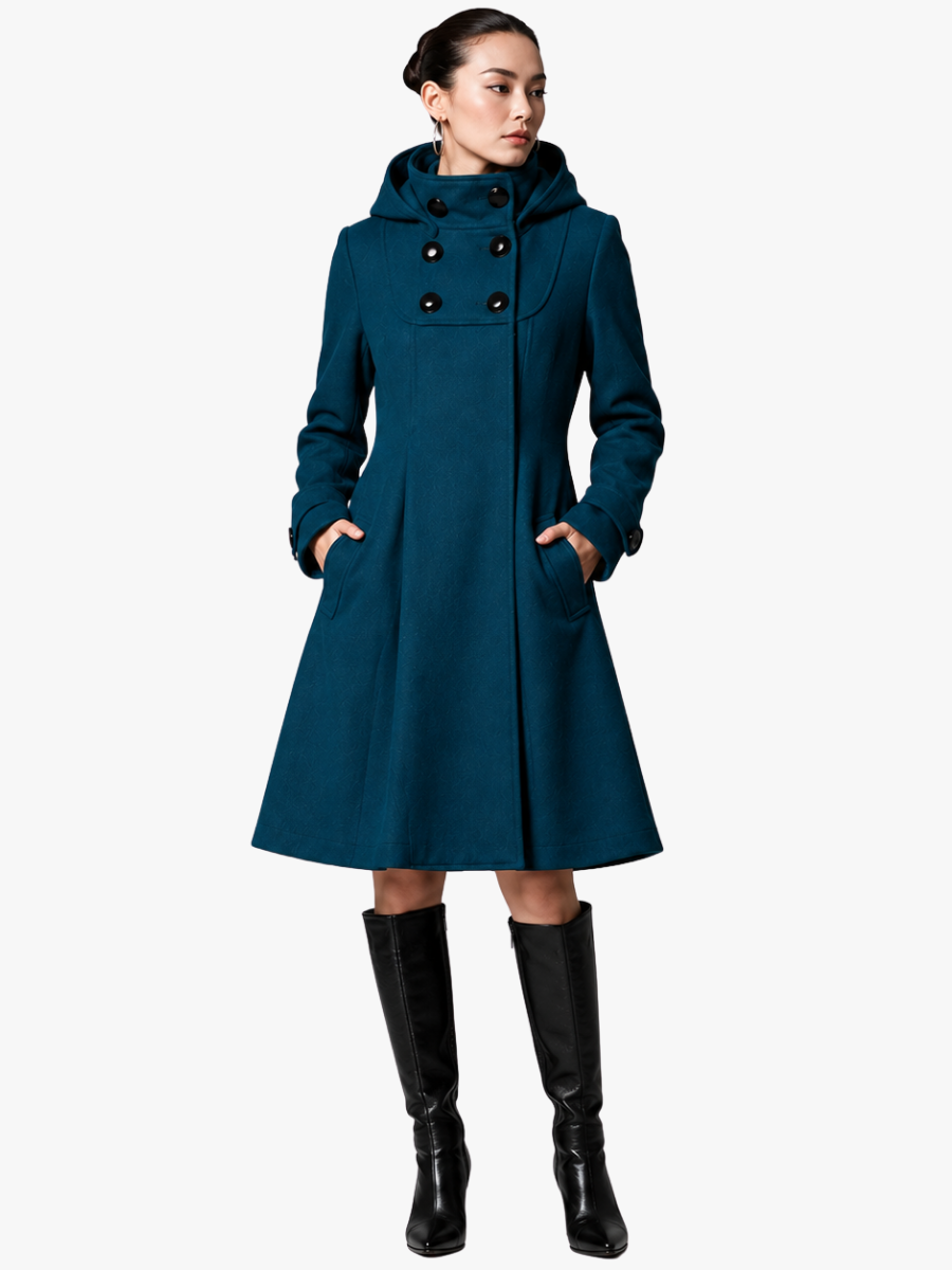 Michèle | Manteau Élégant Croisé à Capuche