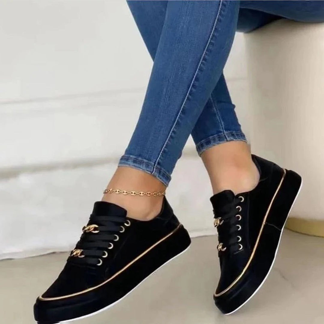 Federica - Baskets Détails Dorés Femme