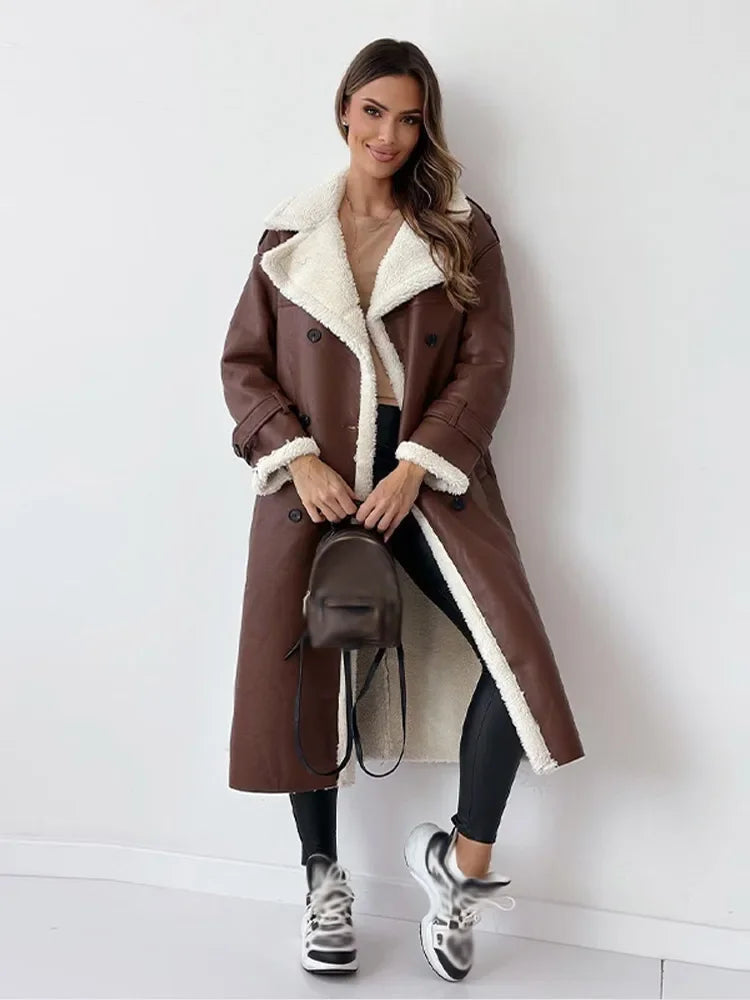 Pascale - Manteau Chic Long en Cuir