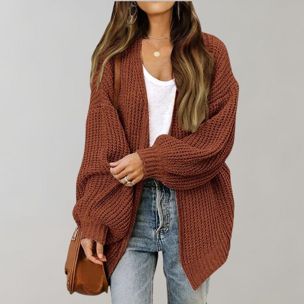 Delphine - Cardigan Élégant Oversize Grosse Maille