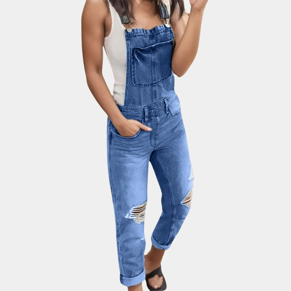 Cecile - Salopette en Denim Déchirée Pour Femmes - Tendance et Confortable-2