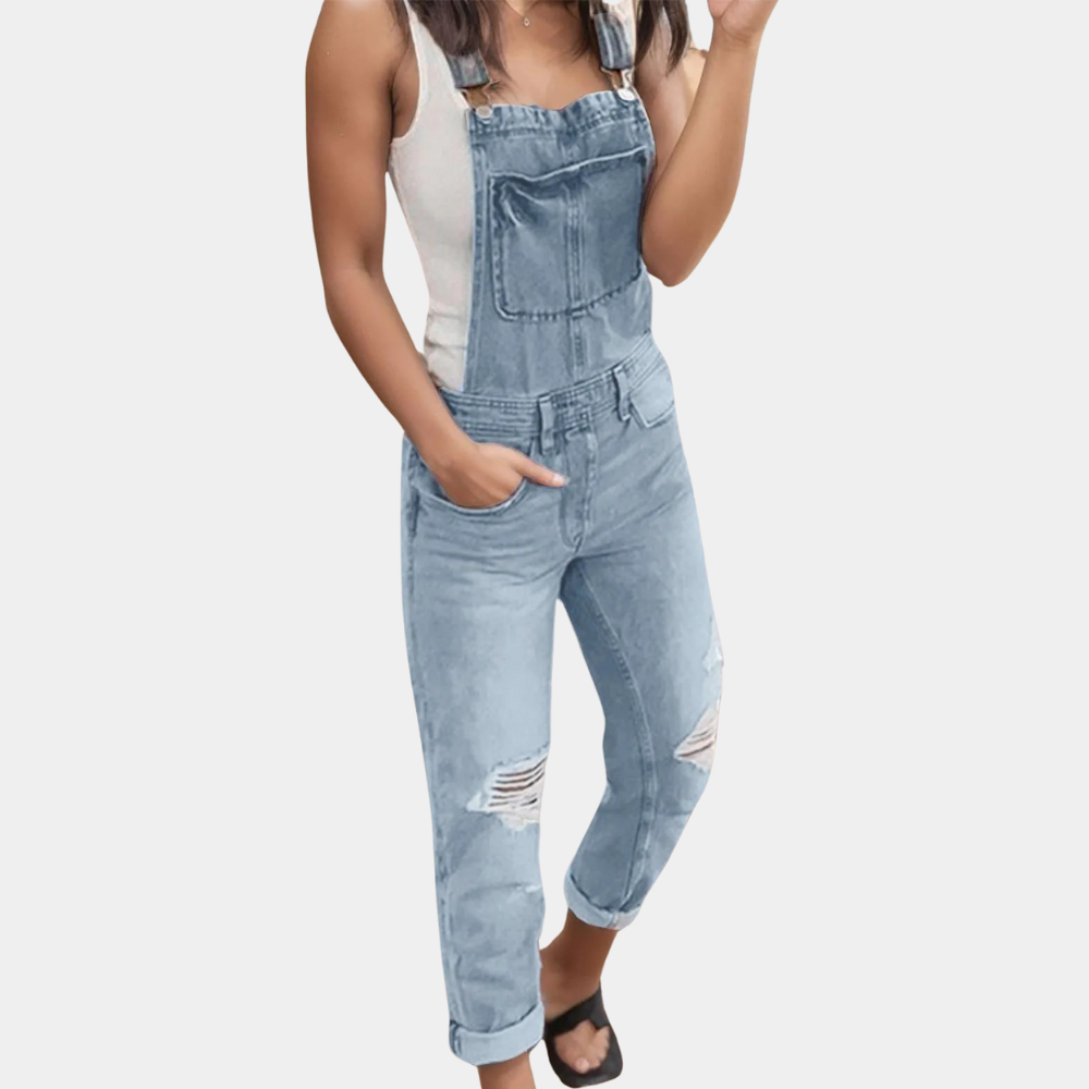 Cecile - Salopette en Denim Déchirée Pour Femmes - Tendance et Confortable-3