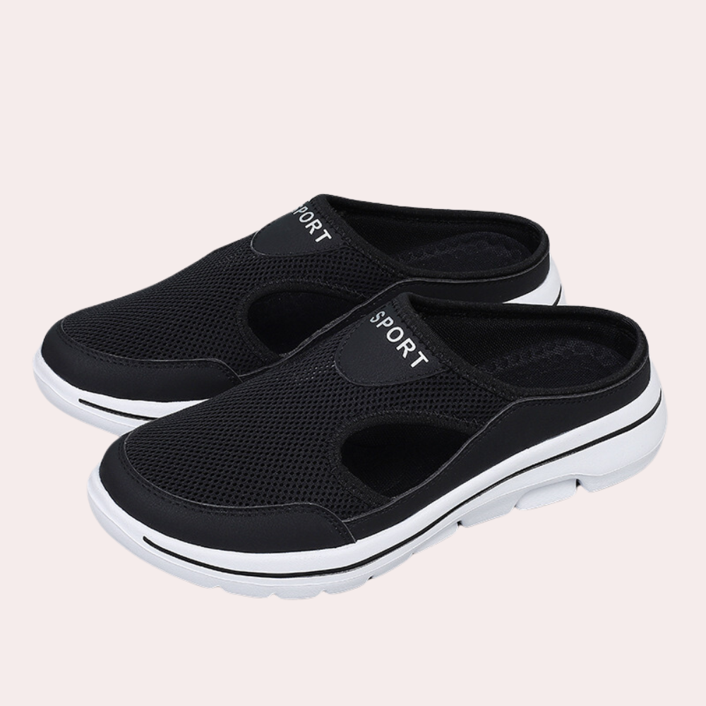 Chaussons pour hommes - Maille respirante - Soutien orthopédique - Noir-5