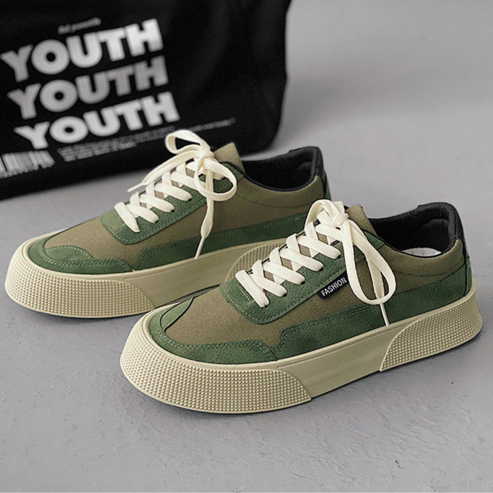 Baskets pour hommes - Design tendance - Coupe décontractée - Vert, Blanc, Noir-6