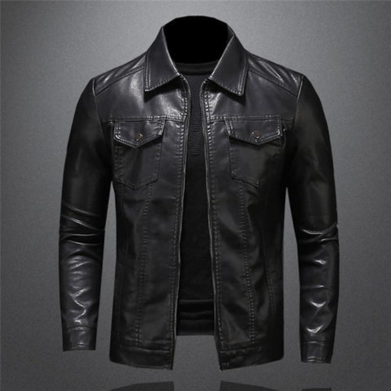 Marc - Veste Élégante Cuir Poches Plaquées