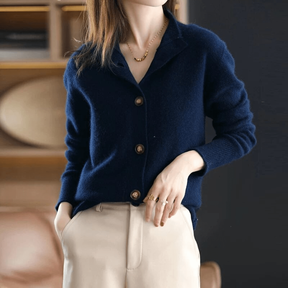 Isabelle - Gilet Raffiné Cachemire Col Montant