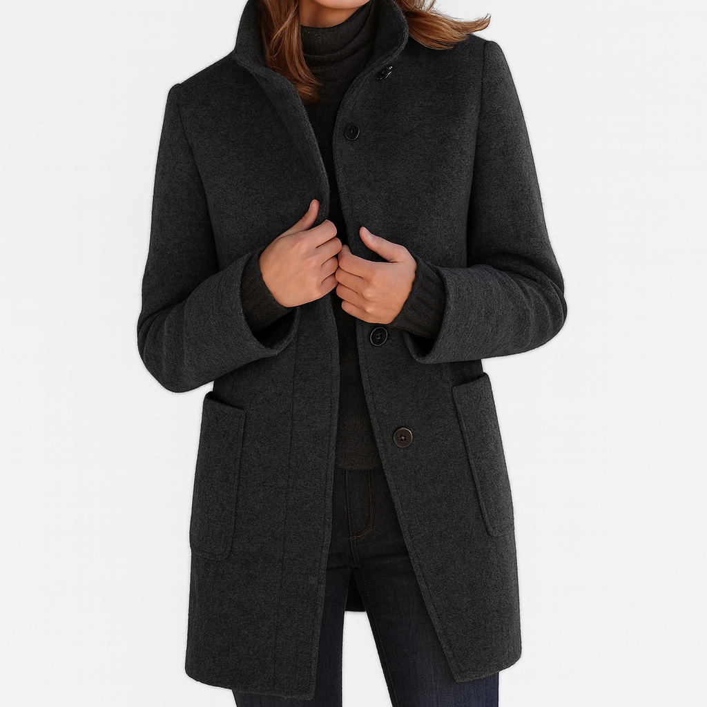 Anne | Manteau Chic Laine Col Montant