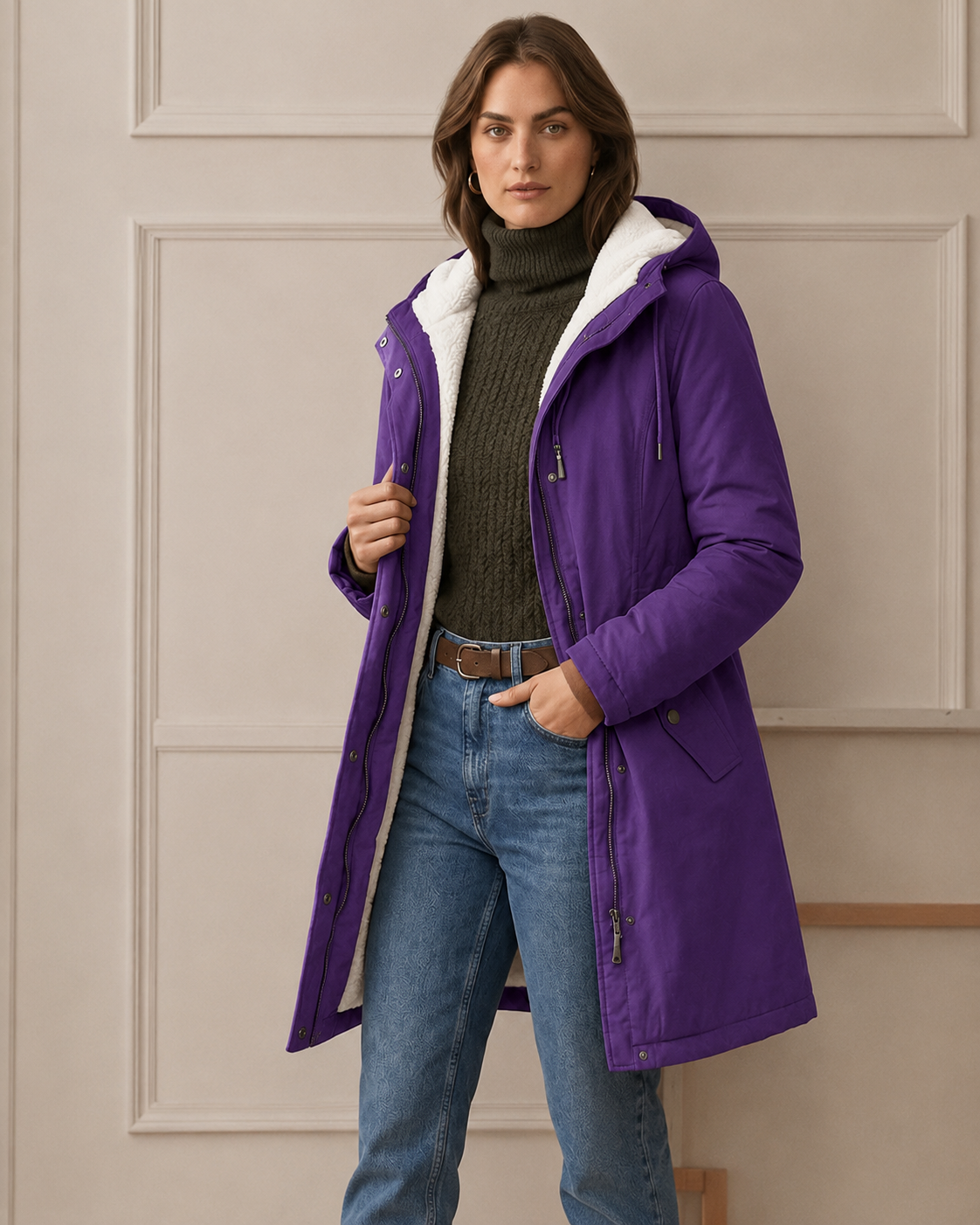 Claire | Parka Élégante Longue Doublée Polaire