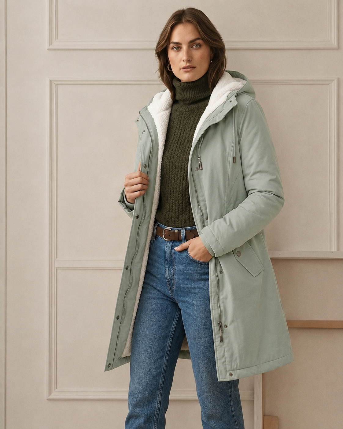 Claire | Parka Élégante Longue Doublée Polaire