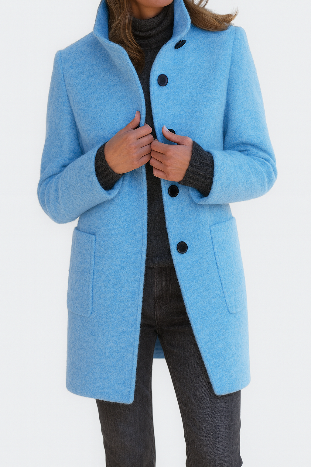 Anne | Manteau Chic Laine Col Montant