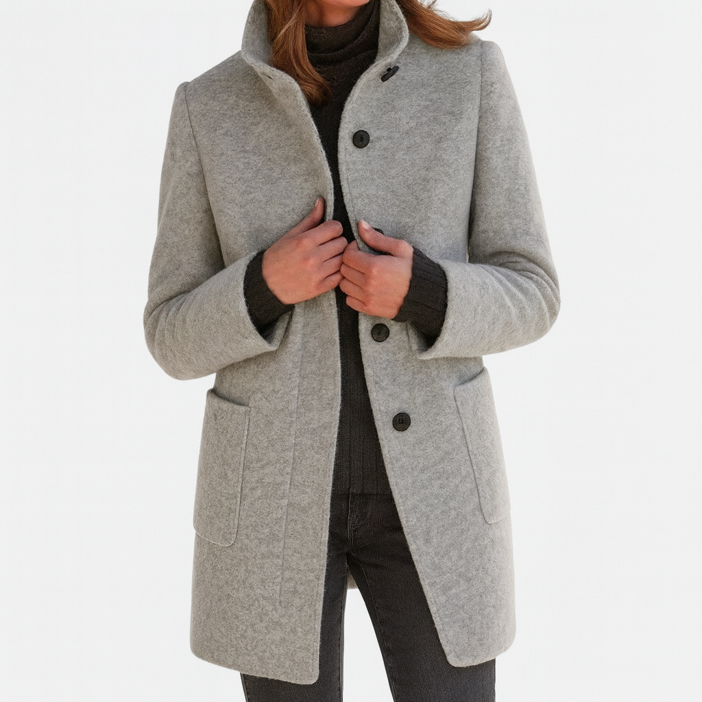 Anne | Manteau Chic Laine Col Montant