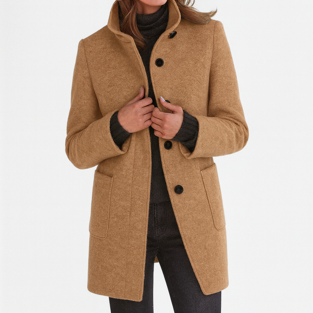 Anne | Manteau Chic Laine Col Montant