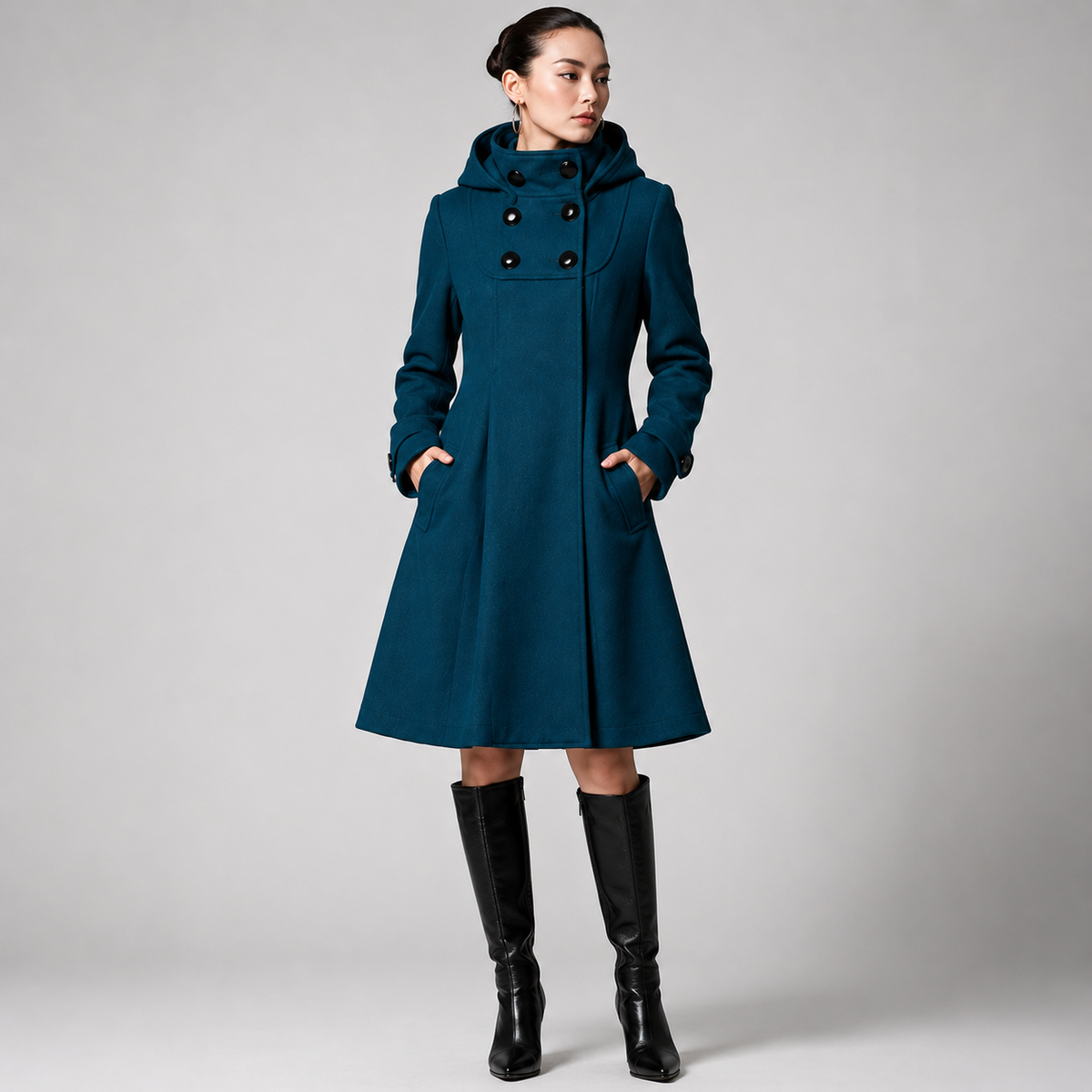 Michèle | Manteau Élégant Croisé à Capuche
