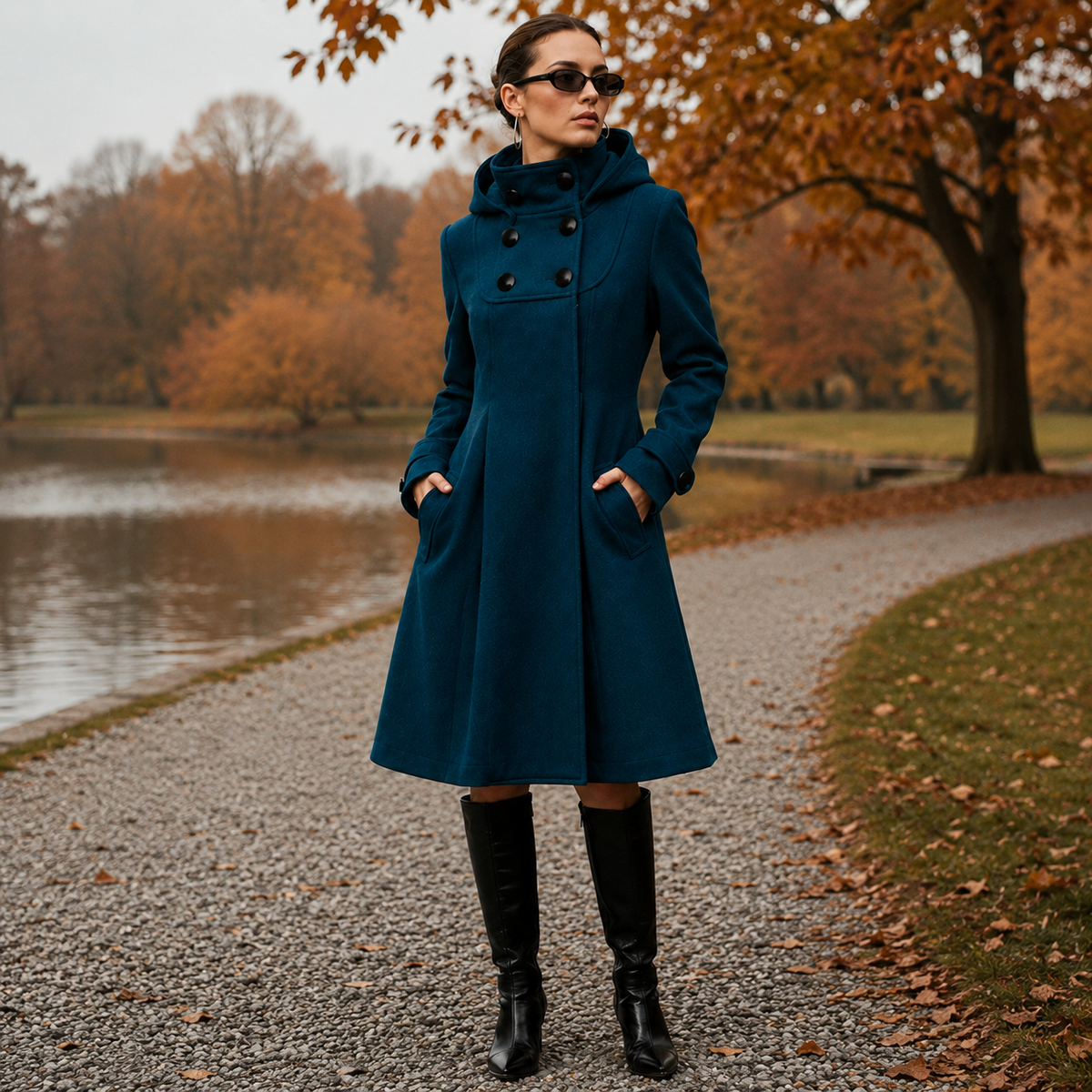 Michèle | Manteau Élégant Croisé à Capuche