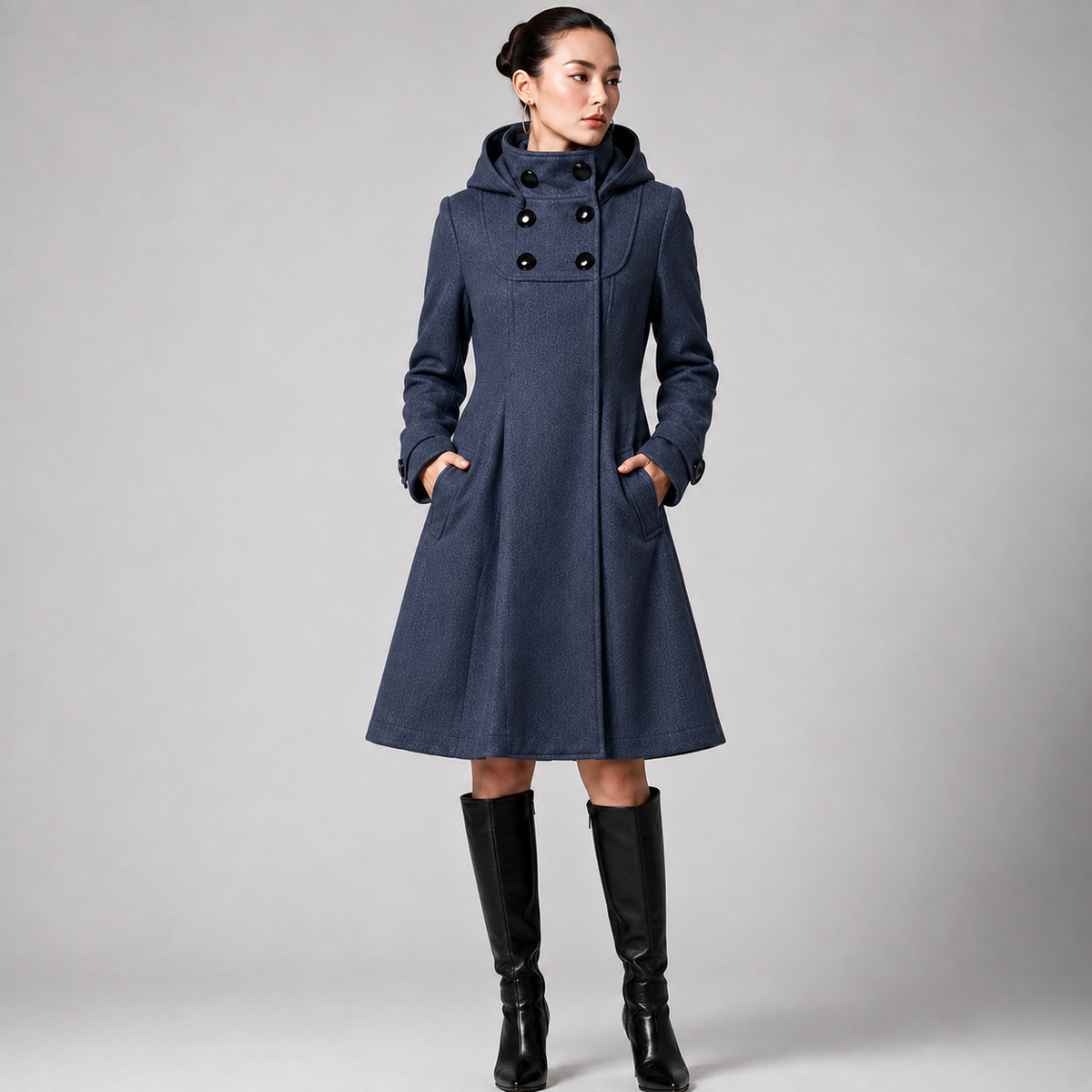 Michèle | Manteau Élégant Croisé à Capuche