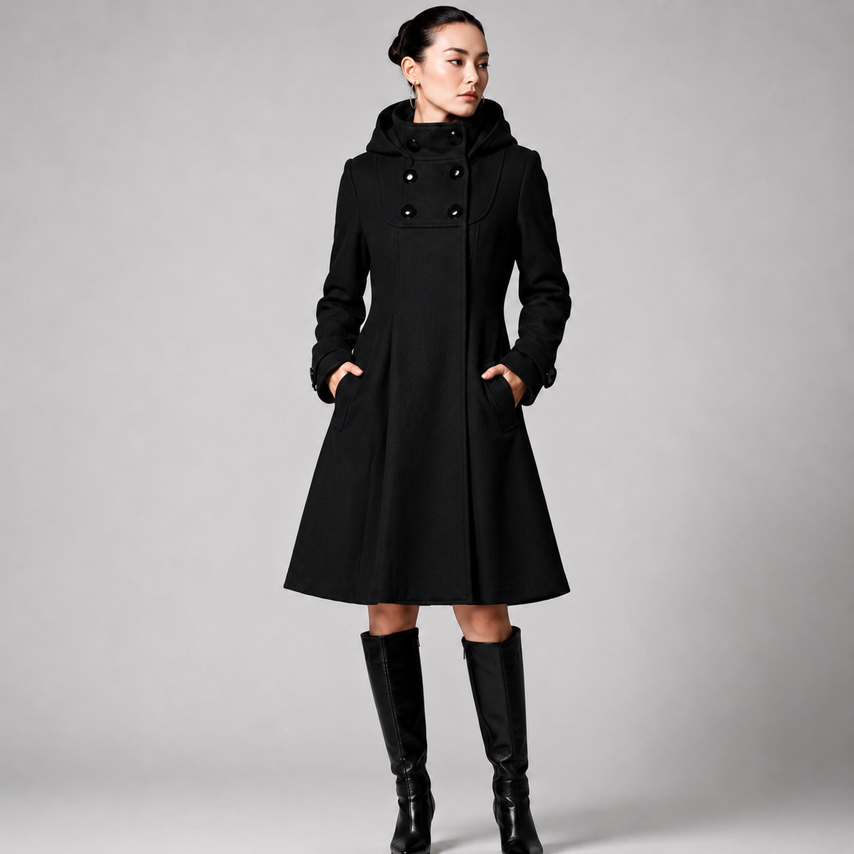 Michèle | Manteau Élégant Croisé à Capuche