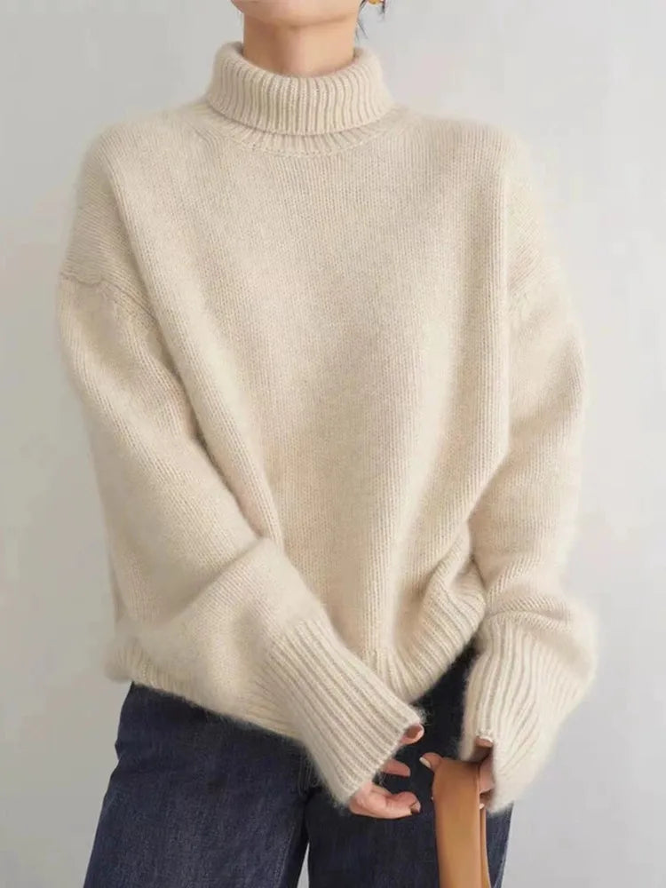 Karine | Pull Élégant Col Roulé Oversize