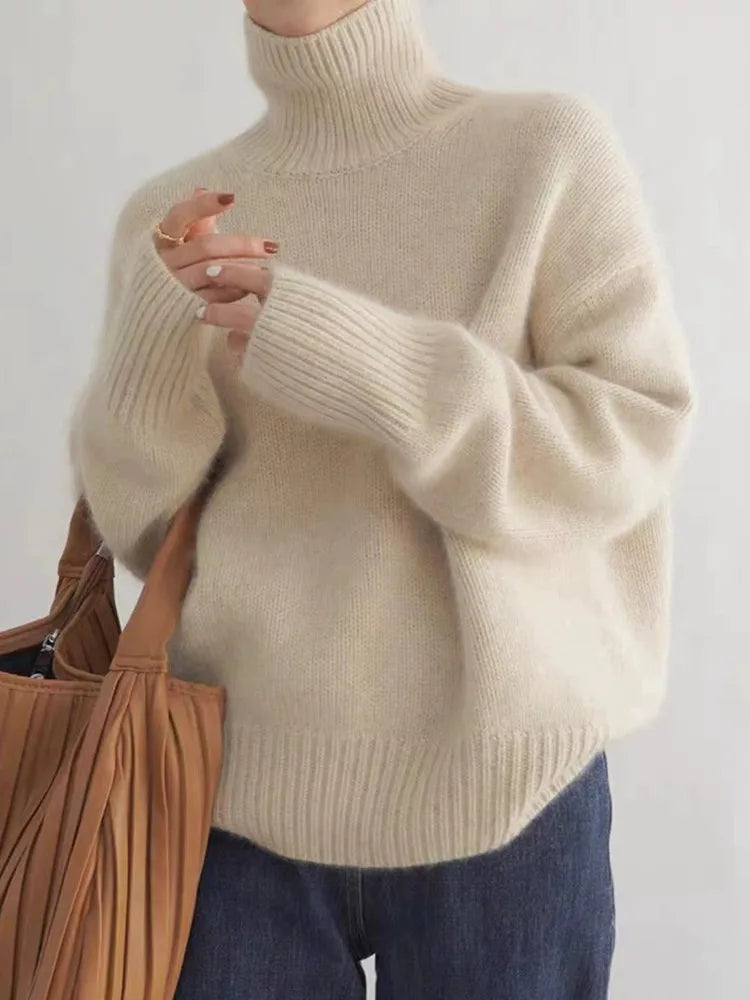 Karine | Pull Élégant Col Roulé Oversize
