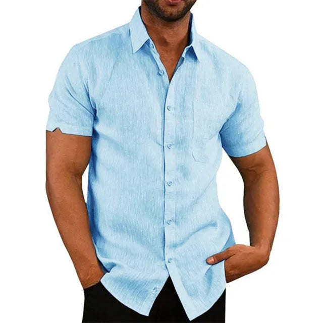 Philippe - Chemise Lin Casual Manches Courtes Homme