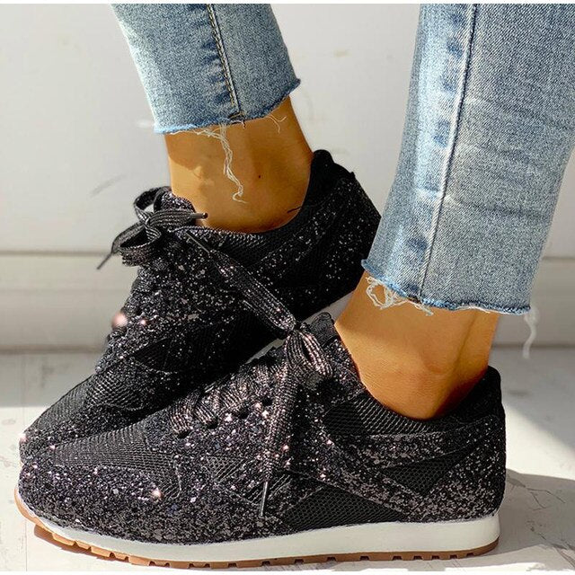 Camille - Baskets automne à paillettes femme