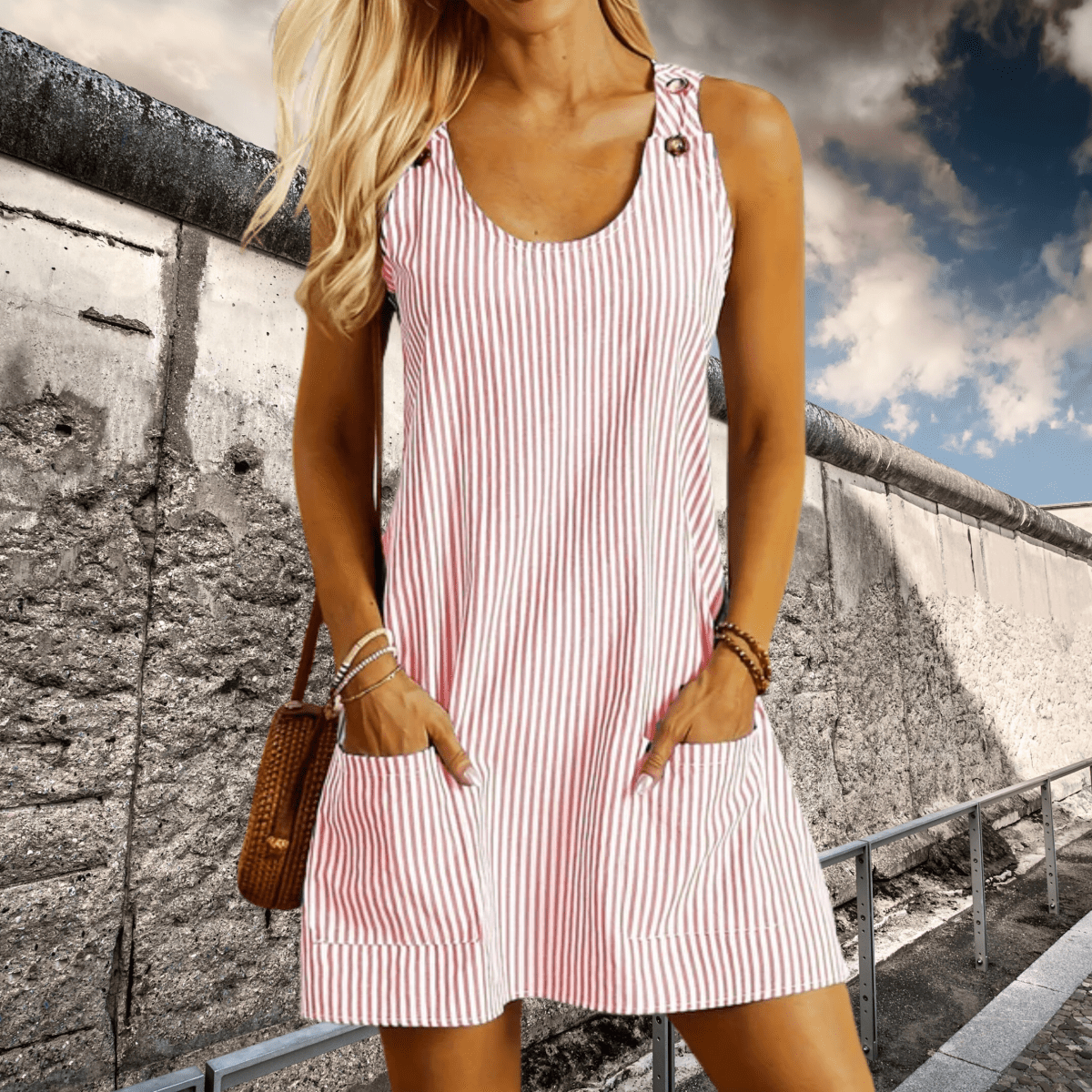Marine - Robe De Plage Rayée