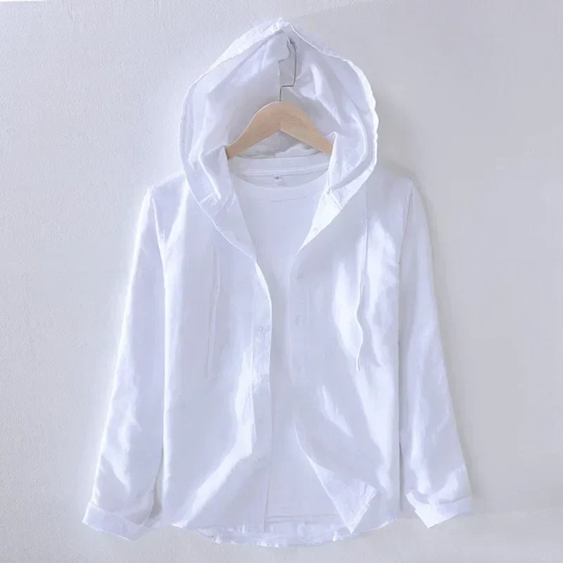 Thijs - Chemise en Lin - Décontracté avec Capuche - Hommes-5