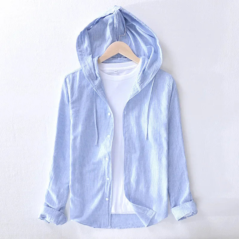 Thijs - Chemise en Lin - Décontractée avec Capuche - Hommes-2