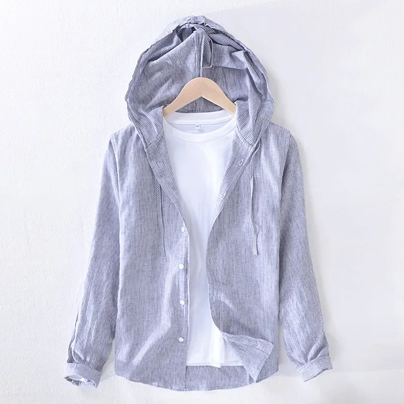 Thijs - Chemise en Lin - Décontractée avec Capuche - Hommes-3